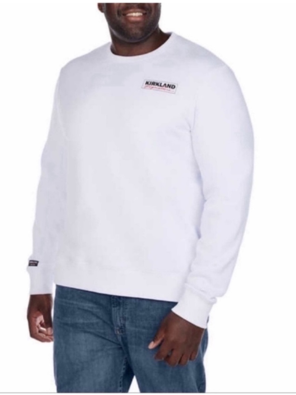 NWT Kirkland Signature Logo Crewneck Fleece Sweatshirt WHITE - MEN size 3XL